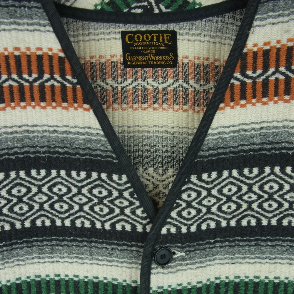 COOTIE クーティー Saguaro Vest セラペ ジャガード ボーダー ベスト コットン アクリル 日本製 グレー系 L【中古】