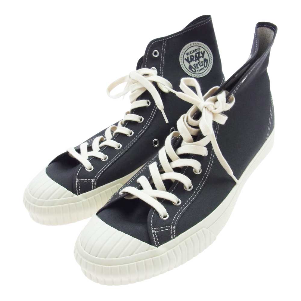 WEIRDO ウィアード KRAZY FEET クレイジーフィート ハイカット キャンバス スニーカー ブラック系 9.5（27.5cm）【極上美品】【中古】