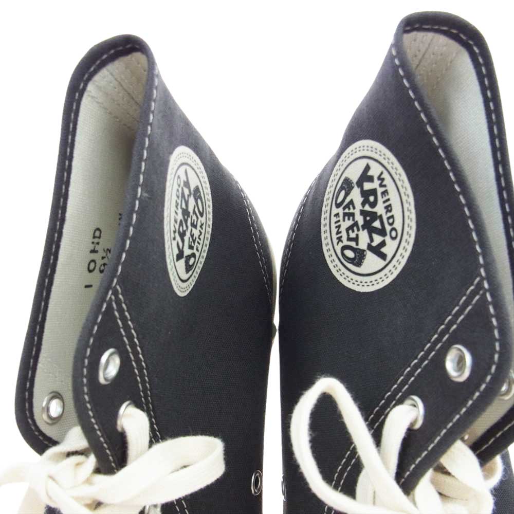 WEIRDO ウィアード KRAZY FEET クレイジーフィート ハイカット キャンバス スニーカー ブラック系 9.5（27.5cm）【極上美品】【中古】