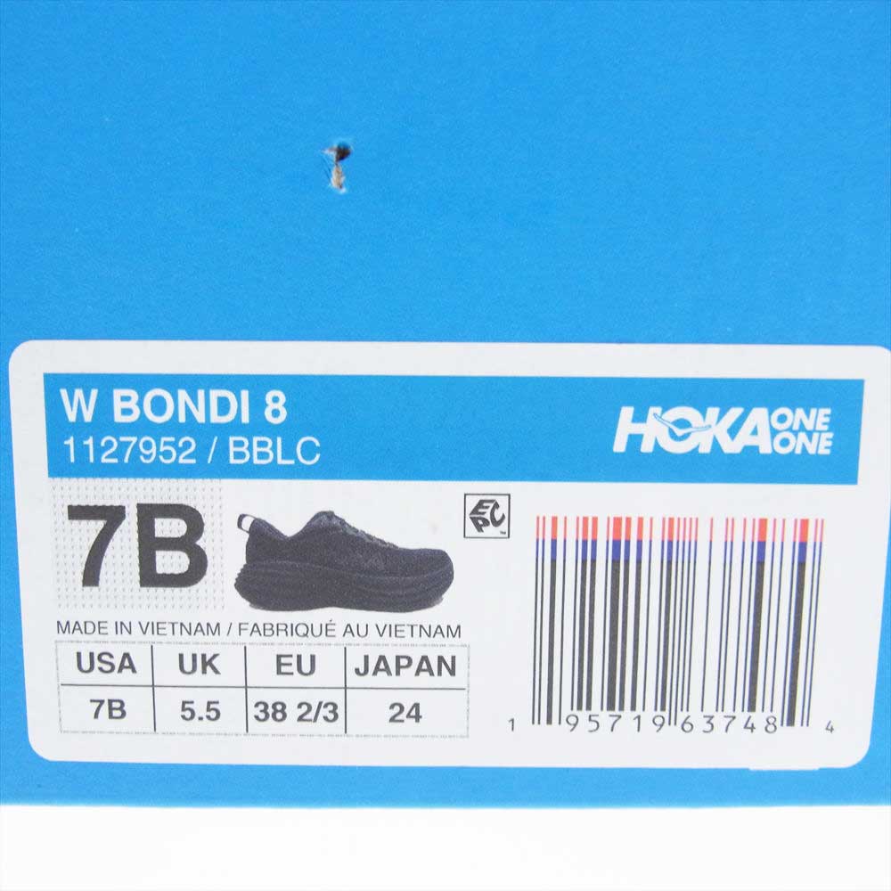 HOKA ONE ONE ホカ オネオネ 1127952 W BONDI 8  BBLC ワイド ローカット スニーカー  ブラック系 24.0cm【新古品】【未使用】【中古】