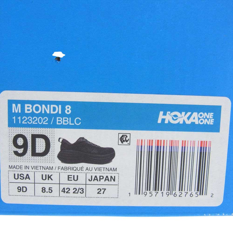 HOKA ONE ONE ホカ オネオネ 1123202 BONDI 8 BBLC ローカット スニーカー  ブラック系 27.0cm【新古品】【未使用】【中古】