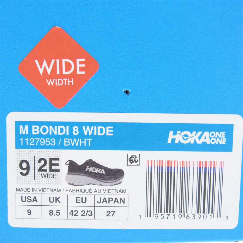 HOKA ONE ONE ホカ オネオネ 1127953 BONDI 8 WIDE ボンダイ ワイド ローカット スニーカー ブラック系  27.0cm【新古品】【未使用】【中古】