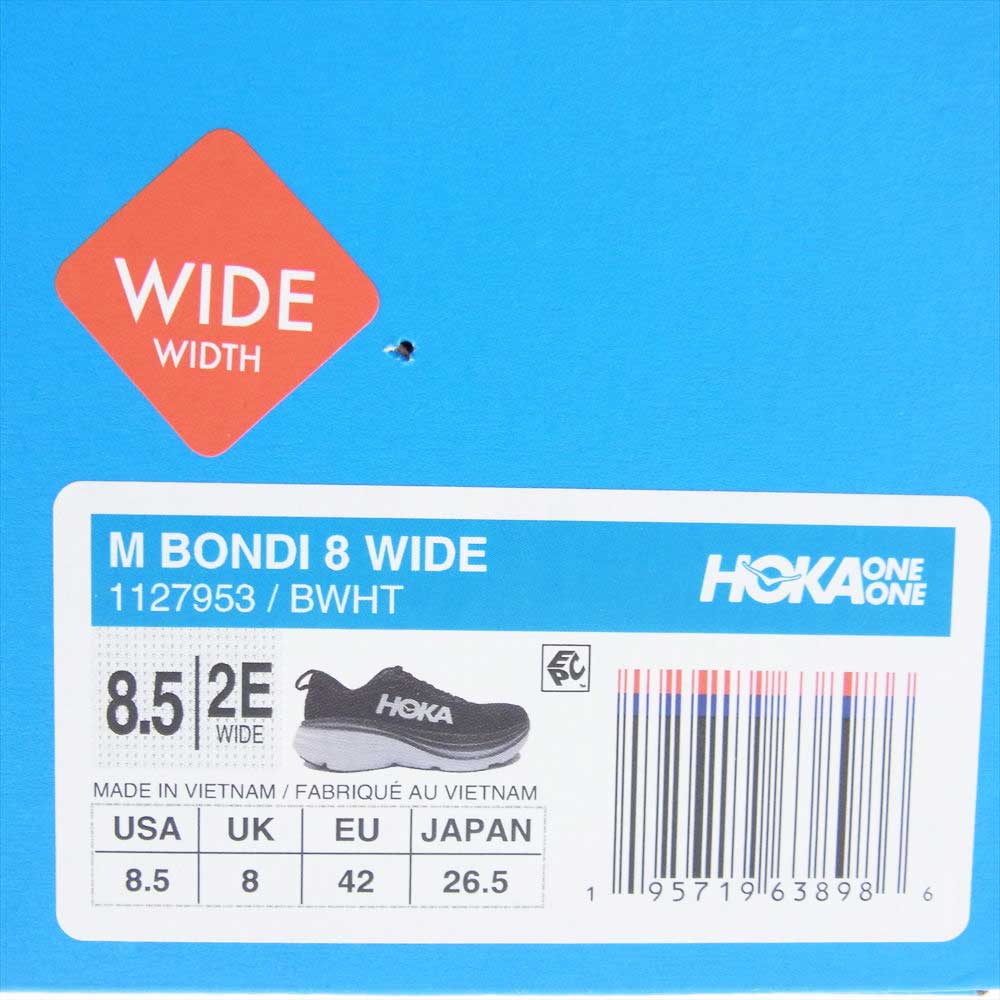 HOKA ONE ONE ホカ オネオネ 1127953 BONDI 8 WIDE ボンダイ ワイド ローカット スニーカー  ブラック系 26.5cm【新古品】【未使用】【中古】