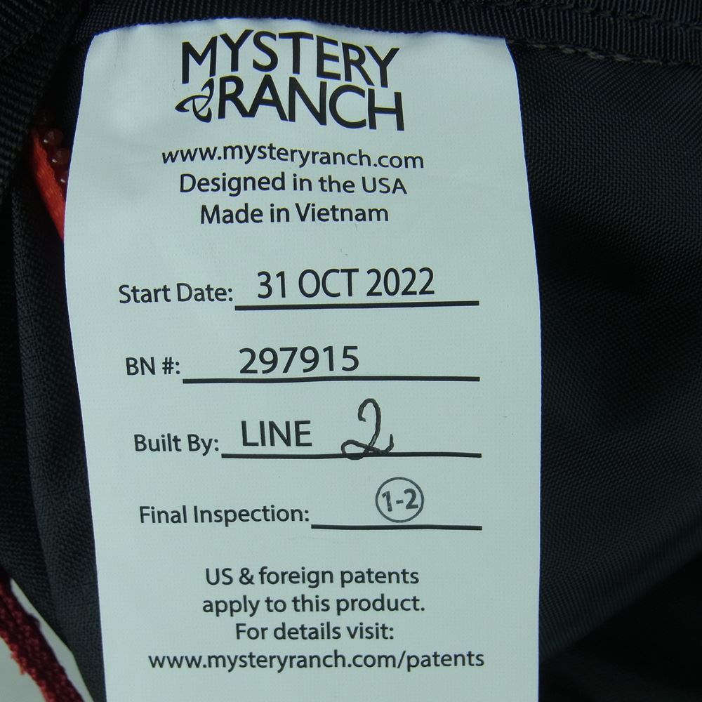 MYSTERY RANCH ミステリーランチ S/M-112880-967-25 Danner ダナー SCREE スクリー バッグ リュック バックパック ブラック系 オレンジ系 レッド系【新古品】【未使用】【中古】