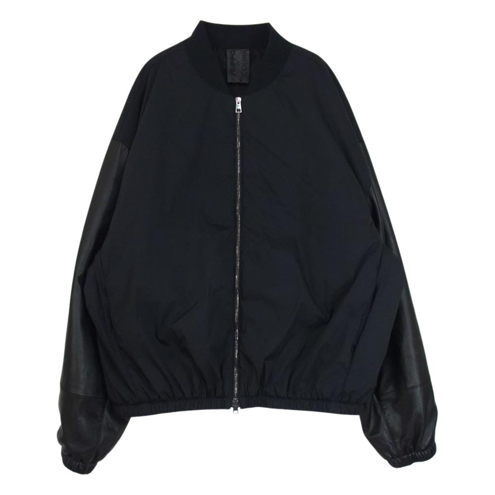 ルッフォ × COLUMN コラム 22AW 国内正規品 イタリア製 22-231-05-080760 袖レザー切替 ナイロン コンビ ブルゾン  ブラック系 L【美品】【中古】