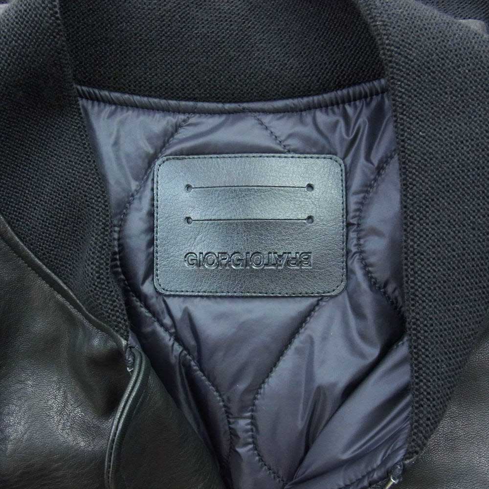 ジョルジオブラット 23AW 23FW GU23F14095 ラムレザー ダブルジップ 中綿 キルティング MA-1 ボンバージャケット ブルゾン ブラック系 L【美品】【中古】