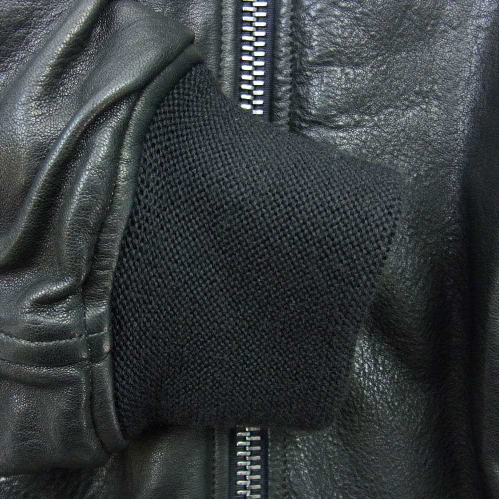 ジョルジオブラット 23AW 23FW GU23F14095 ラムレザー ダブルジップ 中綿 キルティング MA-1 ボンバージャケット ブルゾン ブラック系 L【美品】【中古】