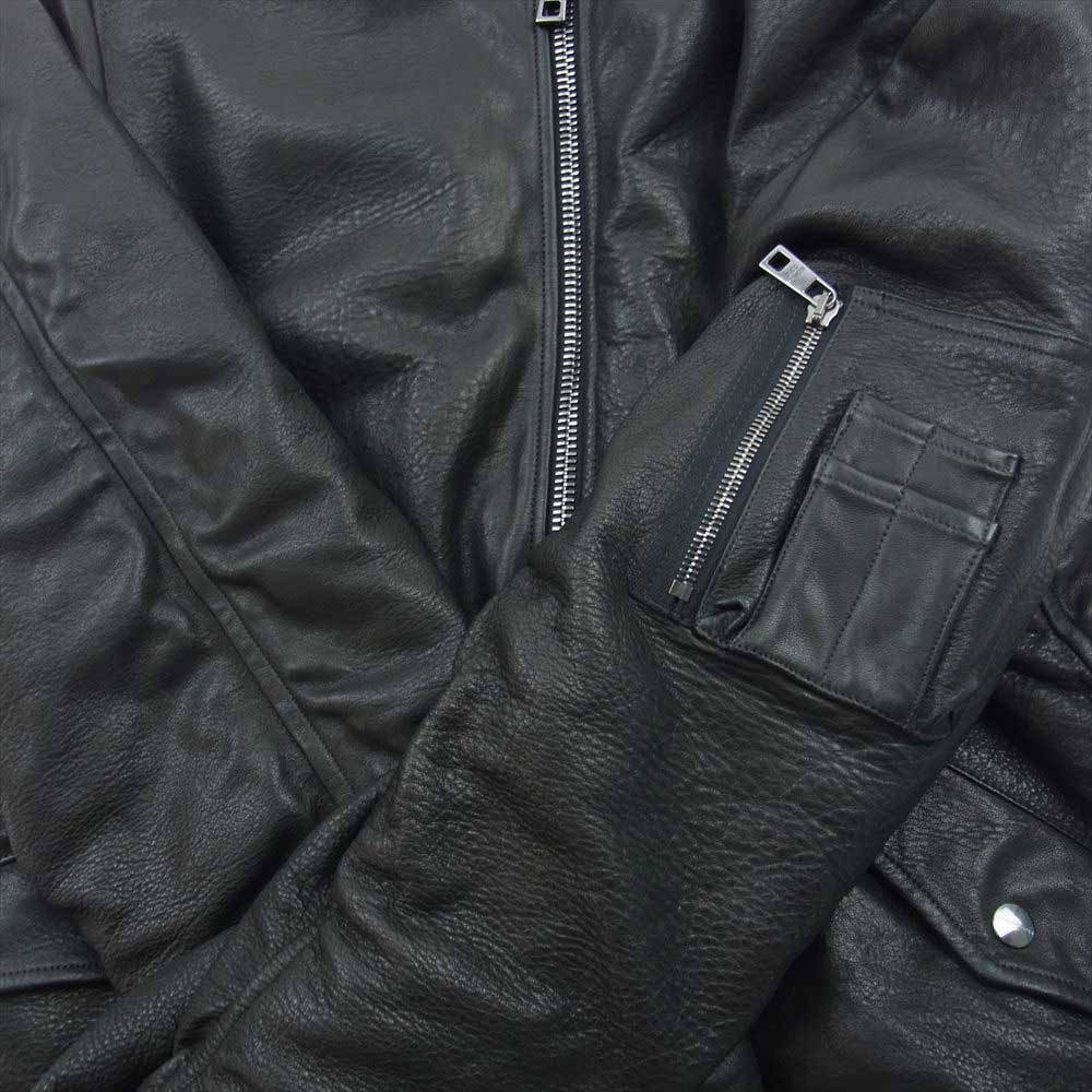 ジョルジオブラット 23AW 23FW GU23F14095 ラムレザー ダブルジップ 中綿 キルティング MA-1 ボンバージャケット ブルゾン ブラック系 L【美品】【中古】
