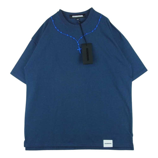 NEIGHBORHOOD ネイバーフッド 23SS 231LPNH-CSM02 CROSS EMBROIDERY CREWNECK SS クロス エンブロイダリ― クルーネック 刺繍 半袖 Tシャツ ネイビー系 XL【極上美品】【中古】