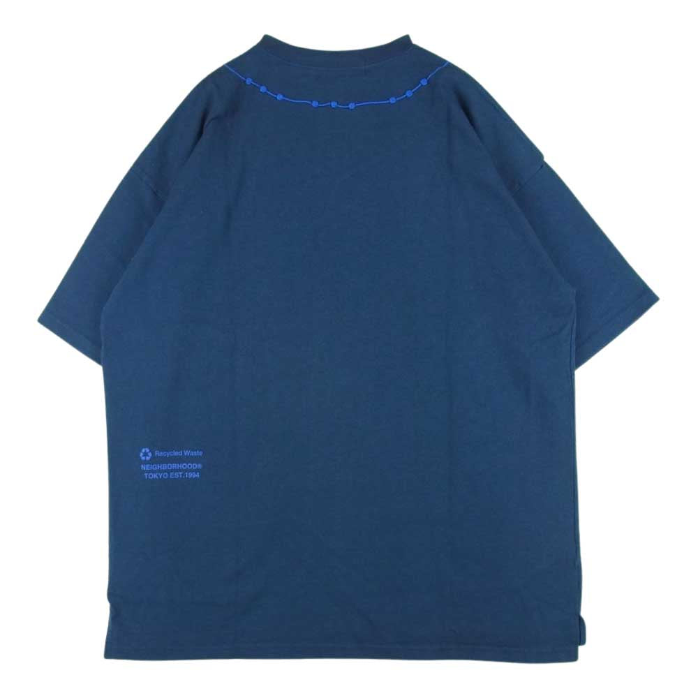 NEIGHBORHOOD ネイバーフッド 23SS 231LPNH-CSM02 CROSS EMBROIDERY CREWNECK SS クロス エンブロイダリ― クルーネック 刺繍 半袖 Tシャツ ネイビー系 XL【極上美品】【中古】