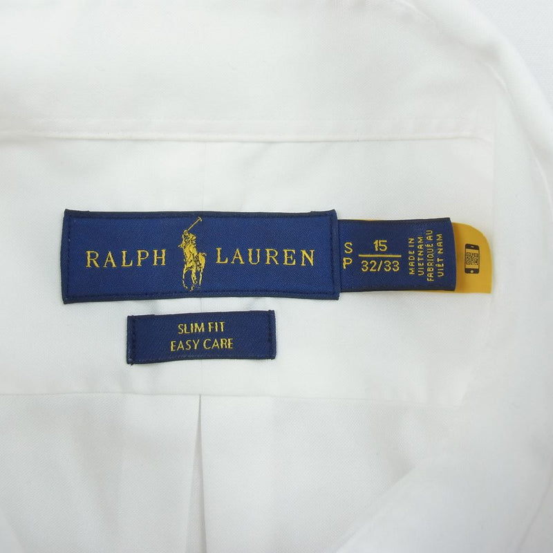RALPH LAUREN ラルフローレン SLIM FIT スリムフィット 長袖 シャツ 刺繍 ホワイト系 15【中古】