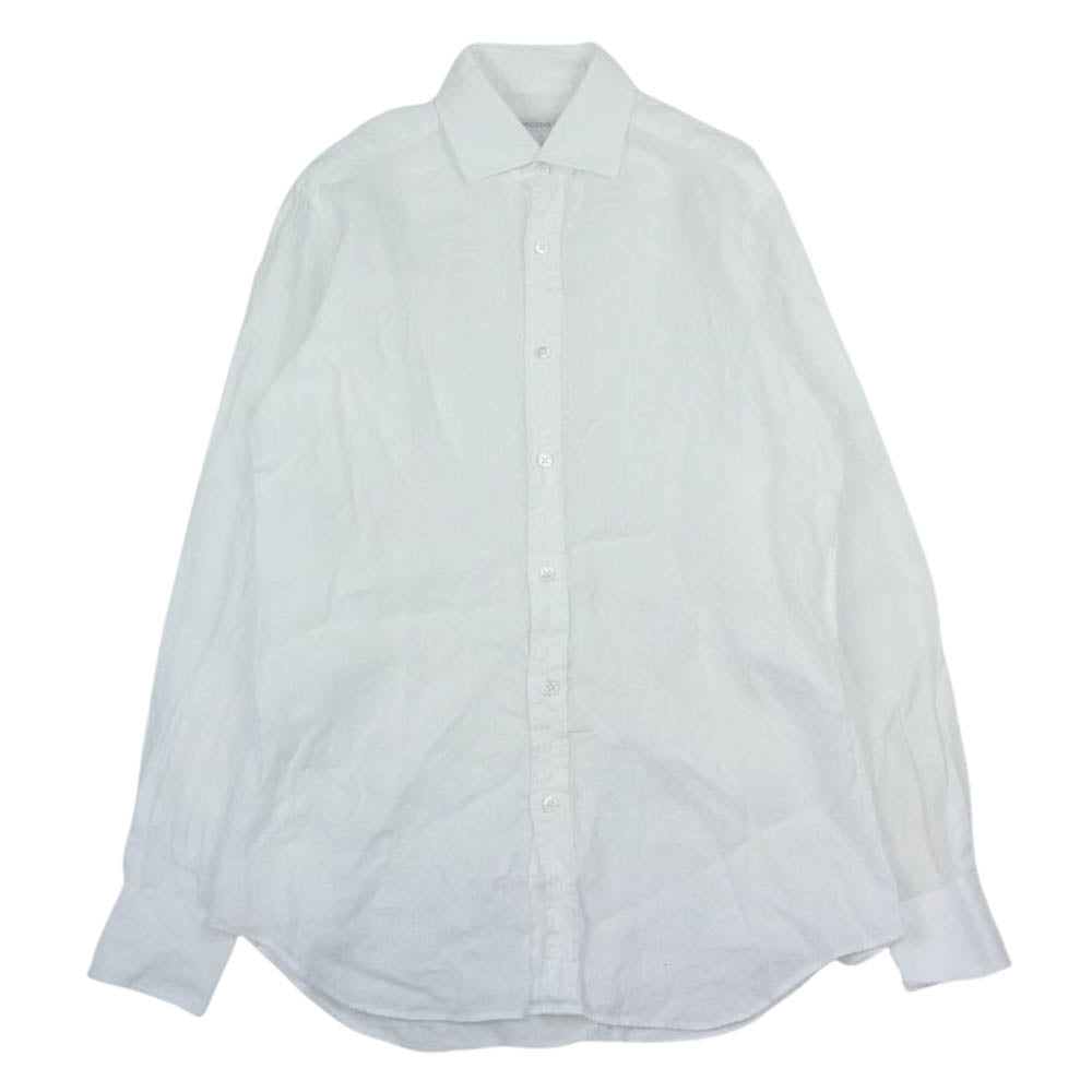 アルコディオ C-GIN 02101 10 GINO フレンチリネン 長袖 シャツ ホワイト系 37【中古】