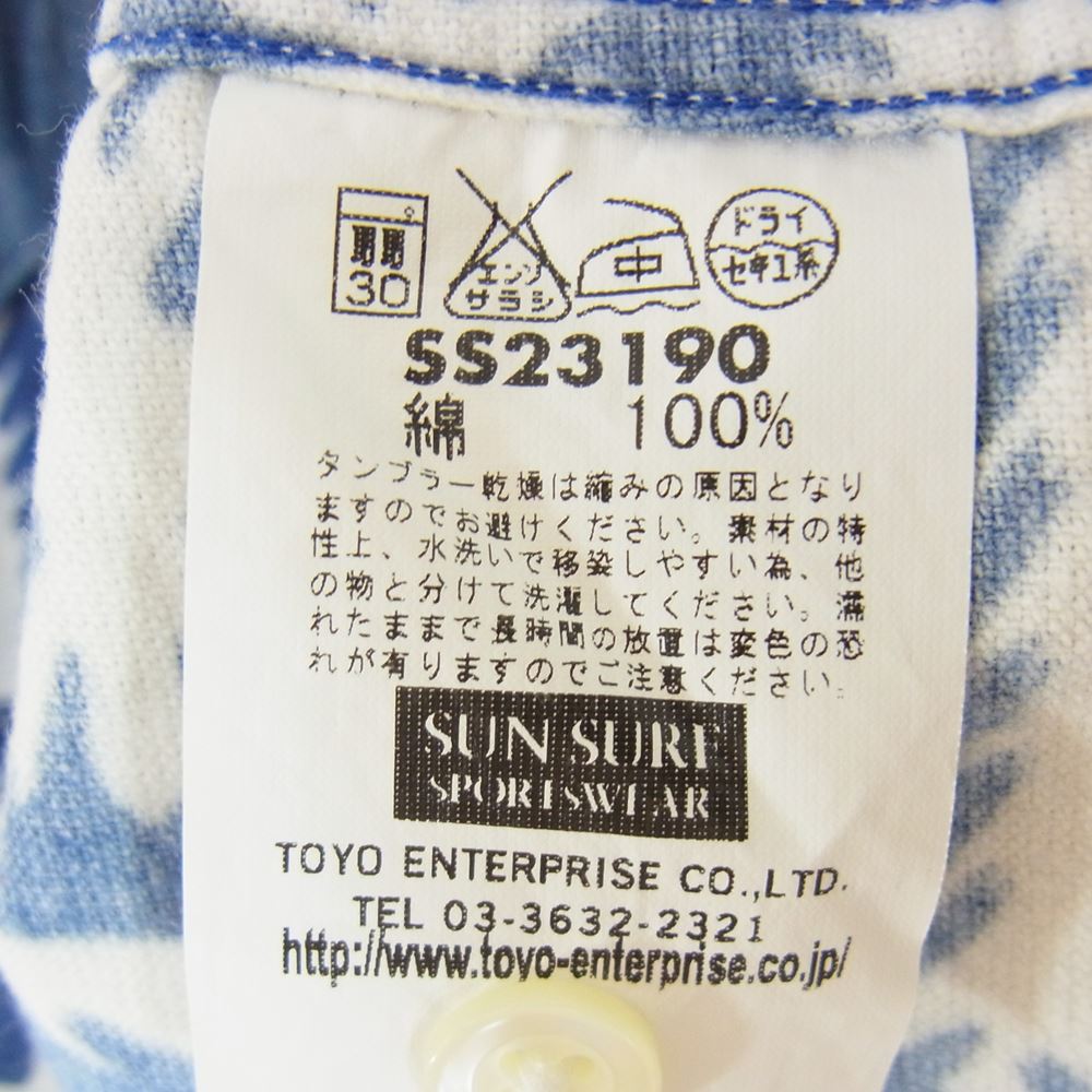 SUN SURF サンサーフ SS23190 総柄 コットン ウェスタン ネル シャツ 長袖 ブルー系 M【中古】