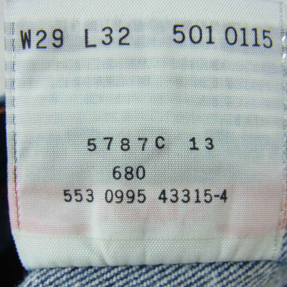 Levi's リーバイス 90s 501 0115 USA製 ボタンフライ デニム パンツ インディゴブルー系 29【中古】