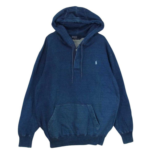 POLO RALPH LAUREN ポロ・ラルフローレン D-TK-1551 プルオーバー ヘンリーネック インディゴ染 スウェット パーカー ネイビー系 M【中古】