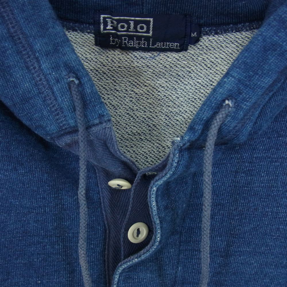 POLO RALPH LAUREN ポロ・ラルフローレン D-TK-1551 プルオーバー ヘンリーネック インディゴ染 スウェット パーカー ネイビー系 M【中古】