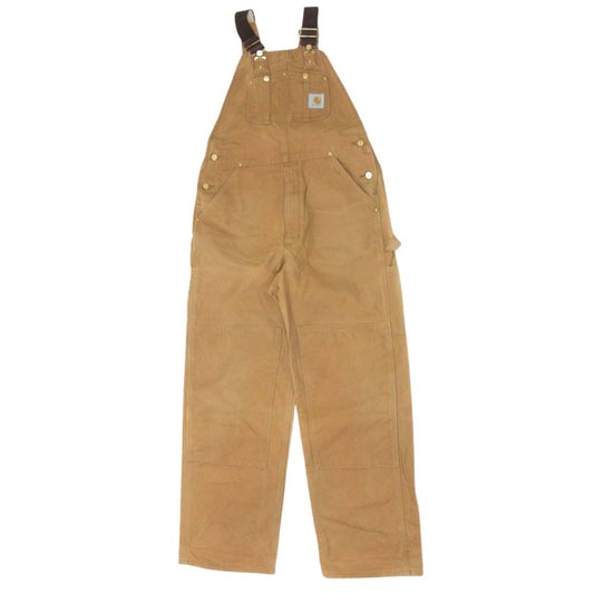 Carhartt カーハート USA製 ダブルニー ダック地 ワーク オーバーオール ブラウン系 34【中古】