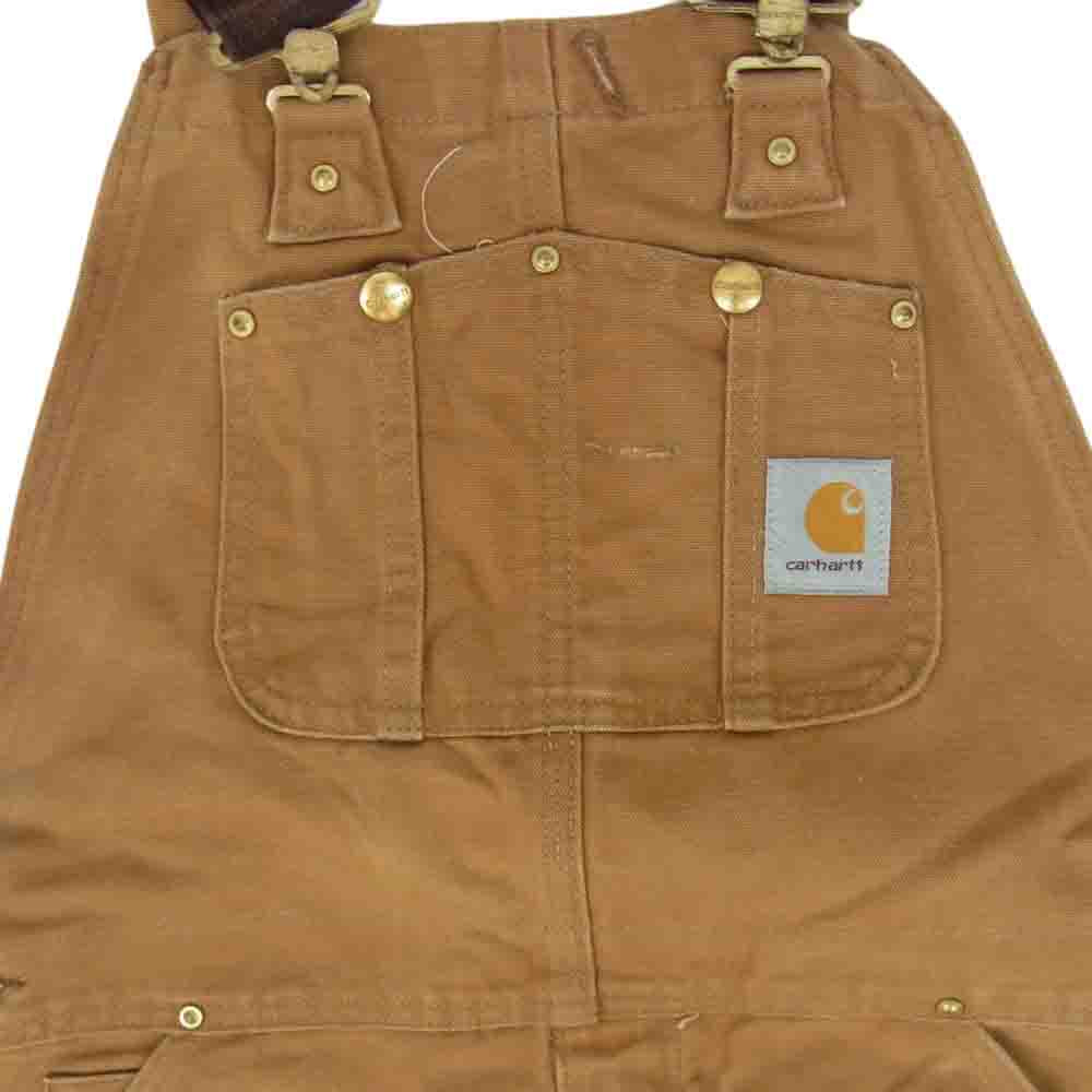 Carhartt カーハート USA製 ダブルニー ダック地 ワーク オーバーオール ブラウン系 34【中古】