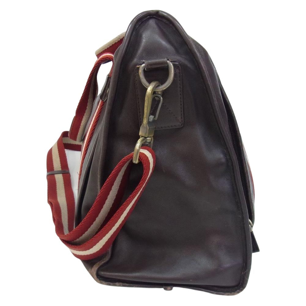 BALLY バリー 2WAY レザー ショルダー バッグ ビジネス ブラウン系