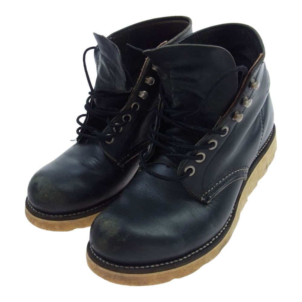 RED WING レッドウィング 8165 四角犬タグ プレーントゥ アイリッシュセッター ワークブーツ ブラック系 ７D【中古】