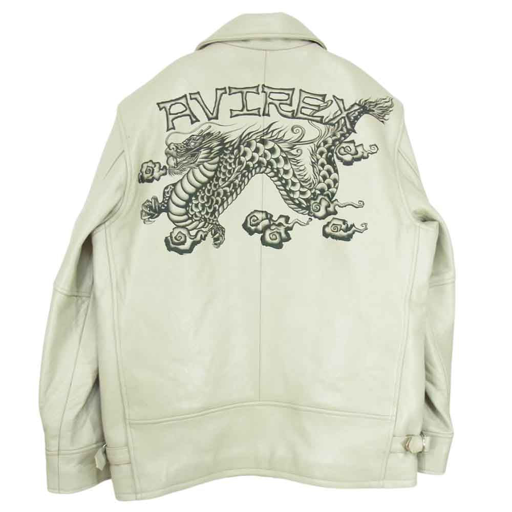 AVIREX アヴィレックス 21R001 ドラゴン プリント レザージャケット ベージュ系 M【中古】