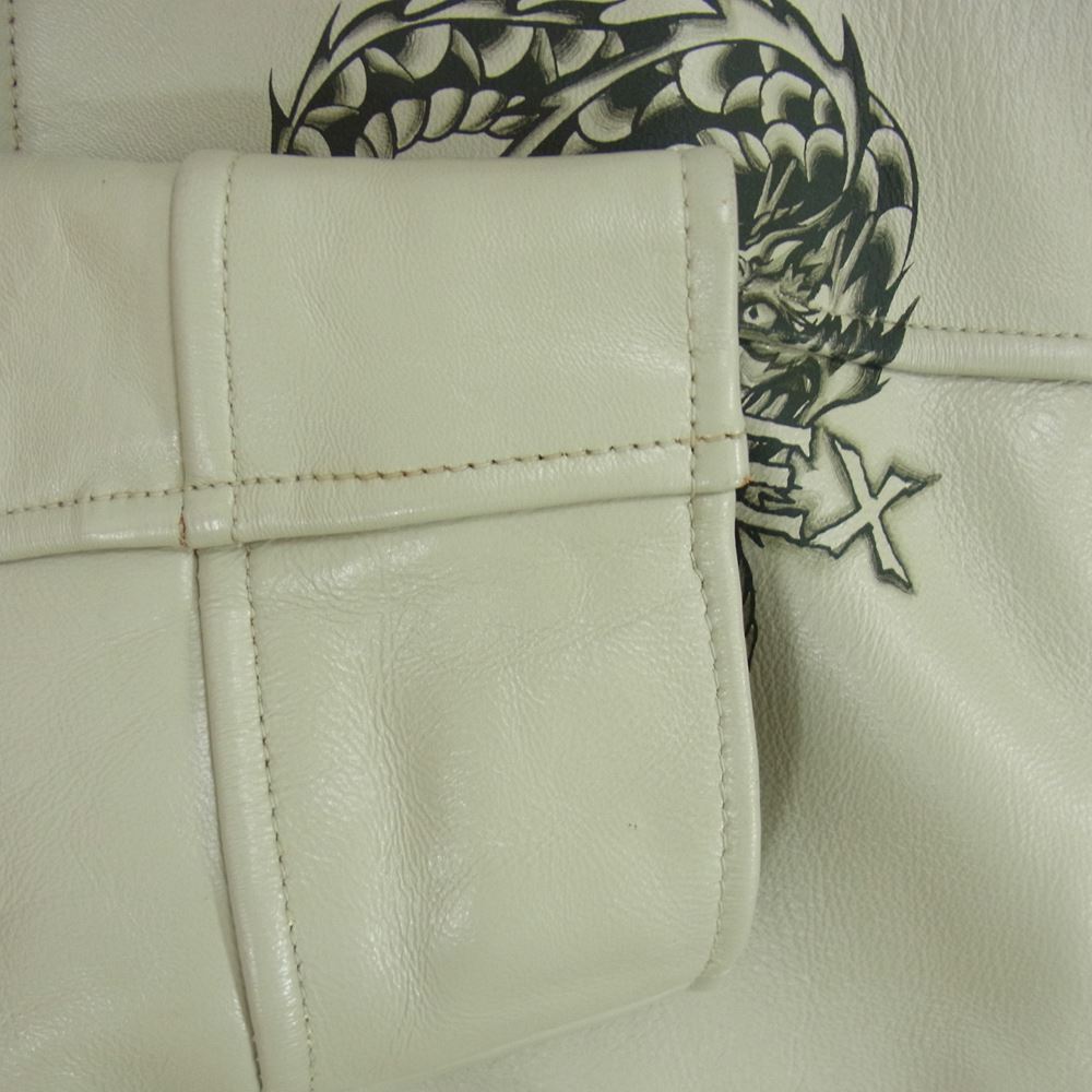 AVIREX アヴィレックス 21R001 ドラゴン プリント レザージャケット ベージュ系 M【中古】