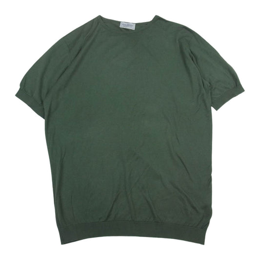 JOHN SMEDLEY ジョンスメドレー コットン ニット Tシャツ グリーン系 L【中古】