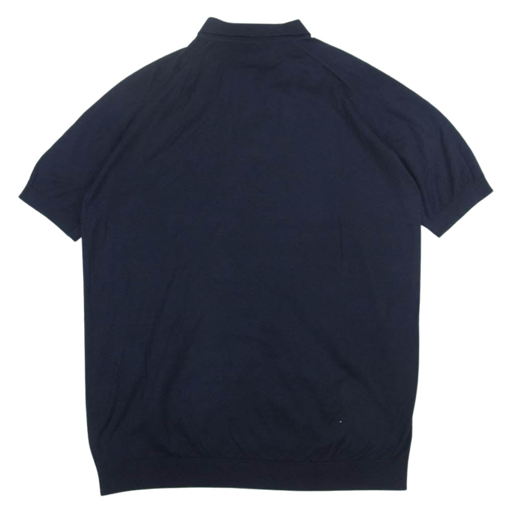 JOHN SMEDLEY ジョンスメドレー コットン ニット ポロ 半袖 シャツ ネイビー系 L【中古】