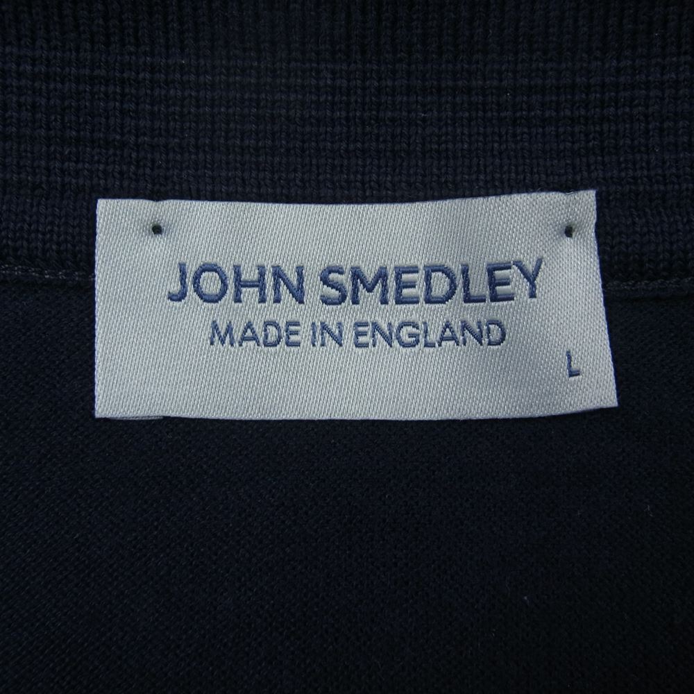 JOHN SMEDLEY ジョンスメドレー コットン ニット ポロ 半袖 シャツ ネイビー系 L【中古】