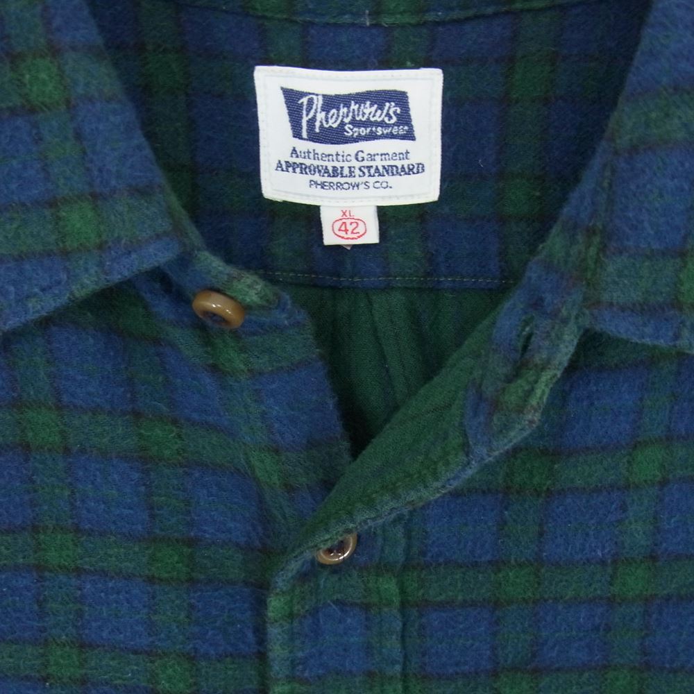 フェローズ チェック 長袖 シャツ グリーン系 XL【中古】