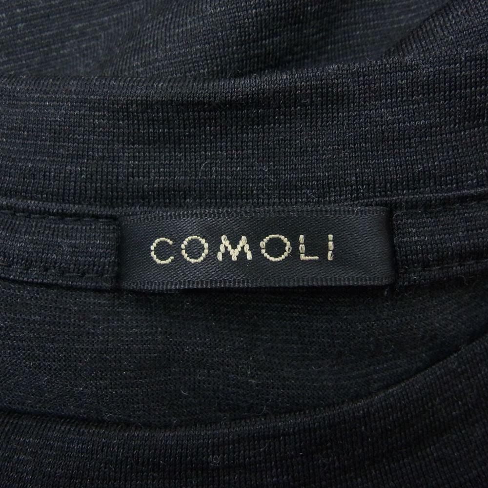 COMOLI コモリ 22SS V01-05007 ウール 天竺 Tシャツ クルーネック 半袖 Tシャツ サイズ3 チャコール系 3【美品】【中古】