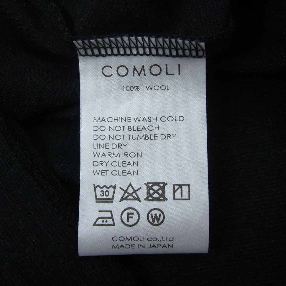COMOLI コモリ 22SS V01-05007 ウール 天竺 Tシャツ クルーネック 半袖 Tシャツ サイズ3 チャコール系 3【美品】【中古】