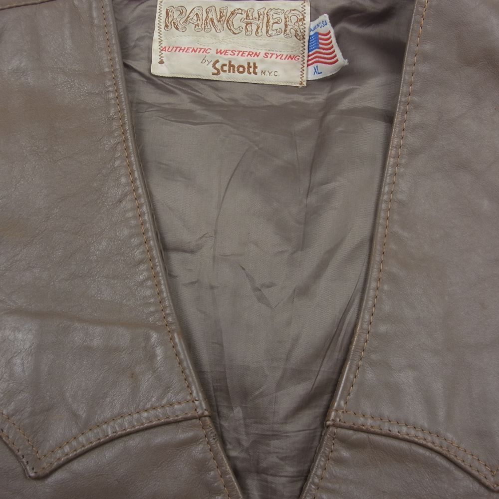 schott ショット USA製 RANCHER レザー ベスト ベージュ系 XL【中古】