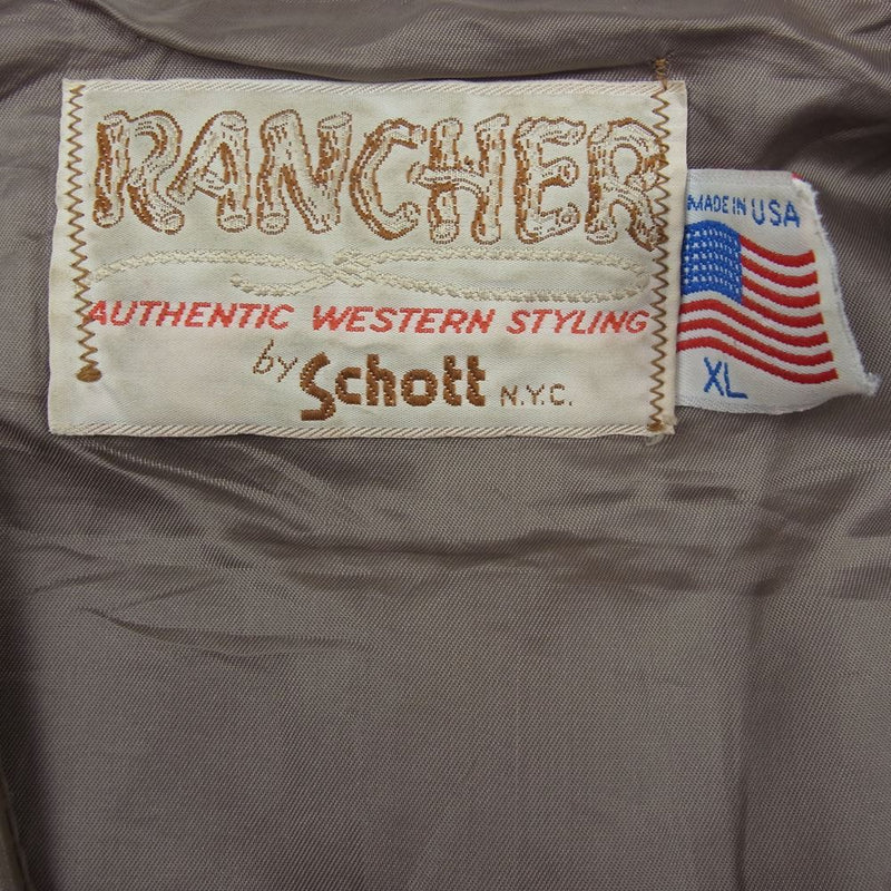 schott ショット USA製 RANCHER レザー ベスト ベージュ系 XL【中古】