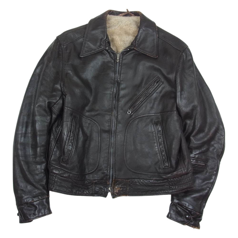 schott ショット ヴィンテージ 50s PERFECT パーフェクト リボンタグ レザー ボア ジャケット ブラウン系【中古】