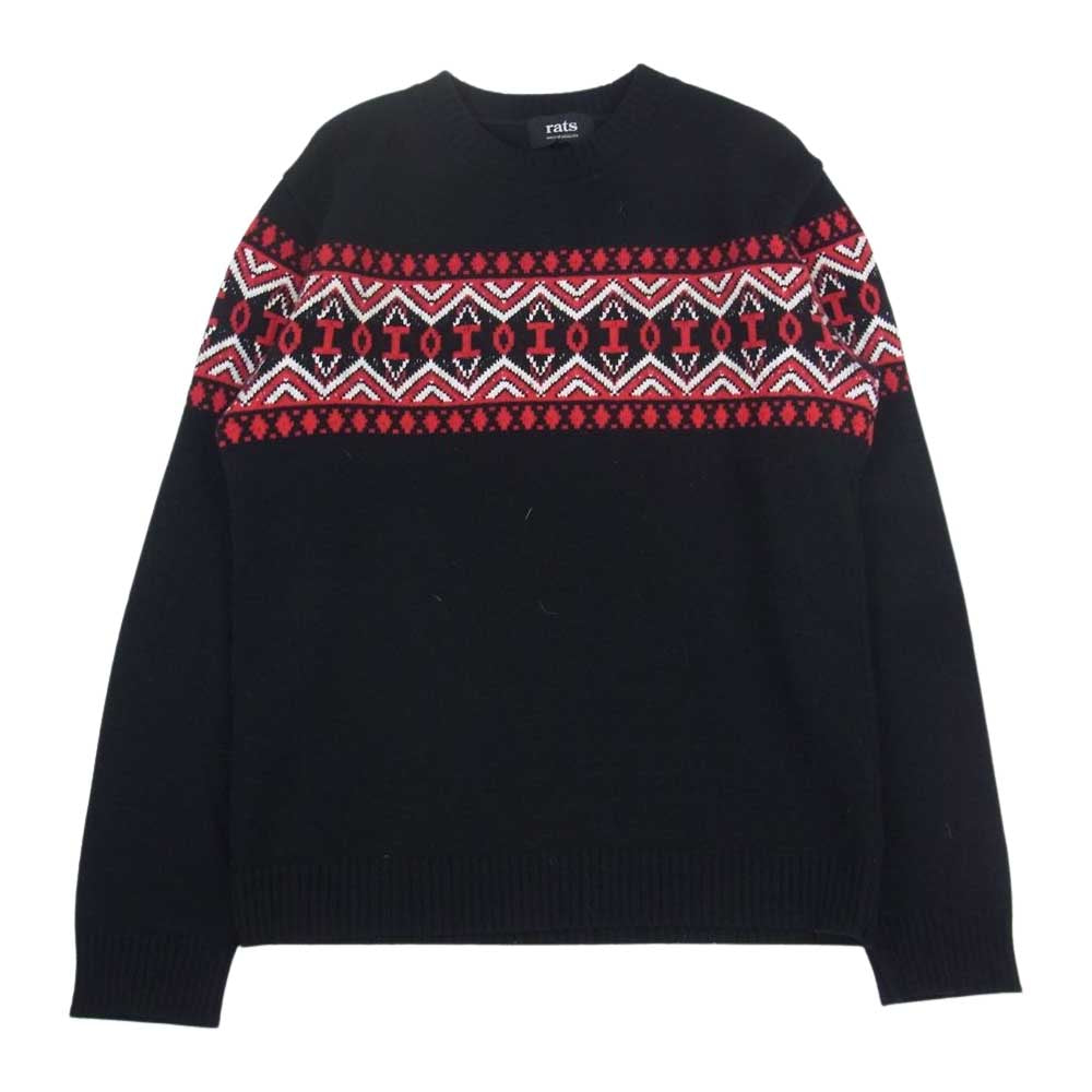 RATS ラッツ ノルディック柄 ウール ニット ブラック系 L【中古】