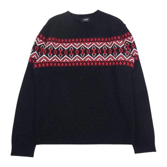 RATS ラッツ ノルディック柄 ウール ニット ブラック系 L【中古】