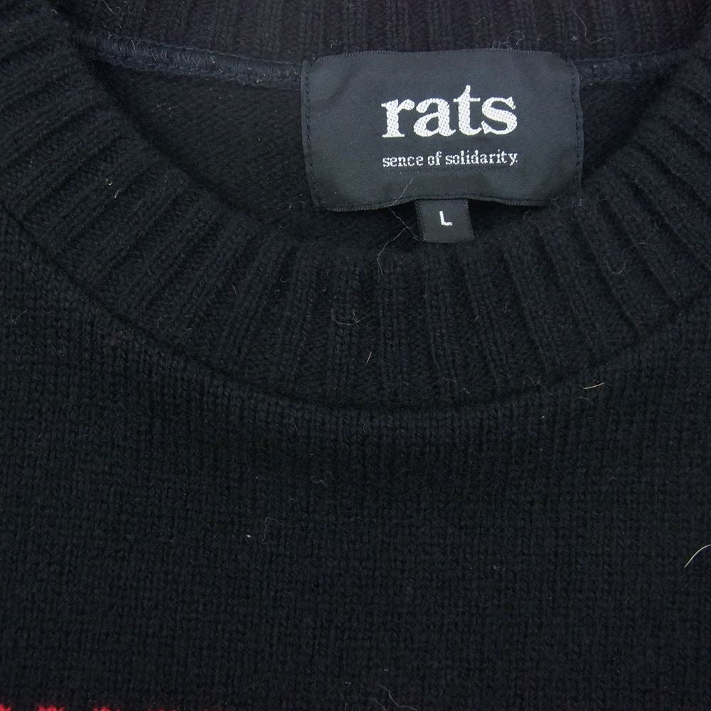 RATS ラッツ ノルディック柄 ウール ニット ブラック系 L【中古】