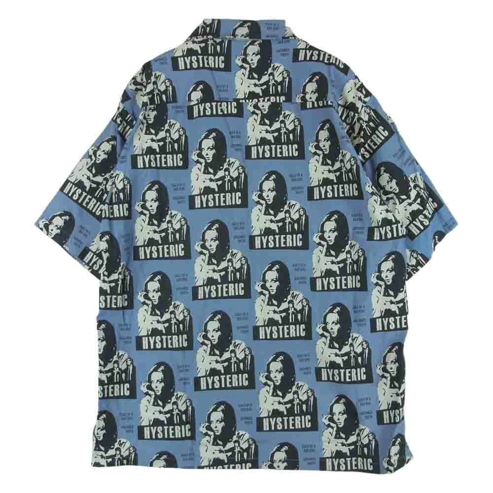 HYSTERIC GLAMOUR ヒステリックグラマー 22SS 02221AH05 HYSTERIC FICTION 柄 オープンカラー アロハ シャツ 半袖 ブルー系 グレイッシュライトブルー系 M【中古】