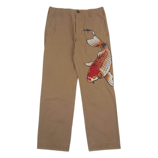 GUCCI グッチ 17AW  475265 XR699 イタリア製 錦鯉 UFO ワッペン ボタンフライ ロング パンツ ライトブラウン系 28【中古】