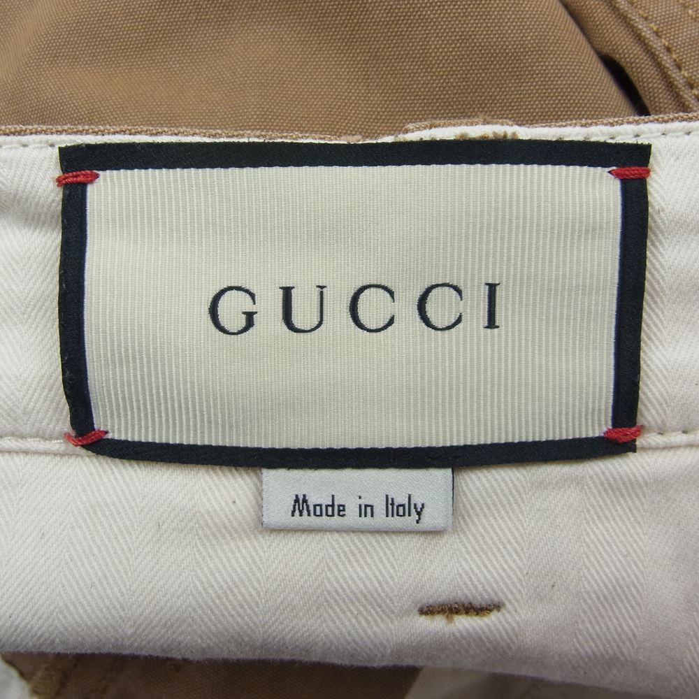 GUCCI グッチ 17AW  475265 XR699 イタリア製 錦鯉 UFO ワッペン ボタンフライ ロング パンツ ライトブラウン系 28【中古】