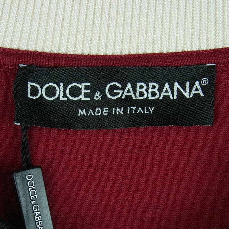 DOLCE&GABBANA ドルチェアンドガッバーナ G9MV6Z ビジュー装飾 刺繍 カレッジ スウェット トレーナー エンジ系  44【新古品】【未使用】【中古】