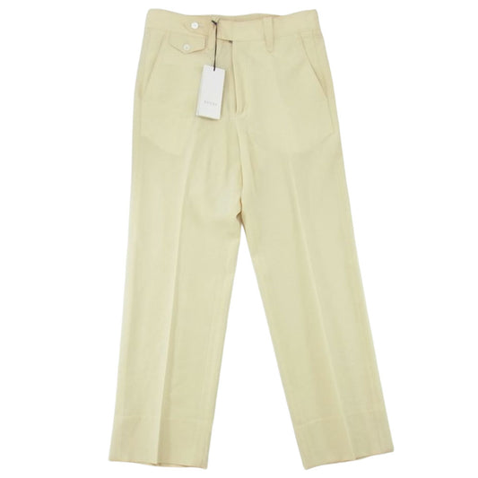 GUCCI グッチ 450431 Z529B イタリア製 ウール センタープレス スラックス パンツ ベージュ系 44【中古】