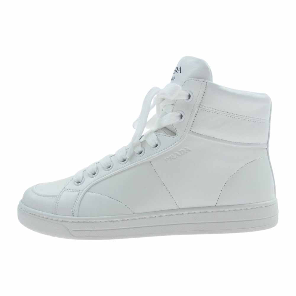 PRADA プラダ ハイカット ジップ スニーカー ホワイト系 7【極上美品】【中古】