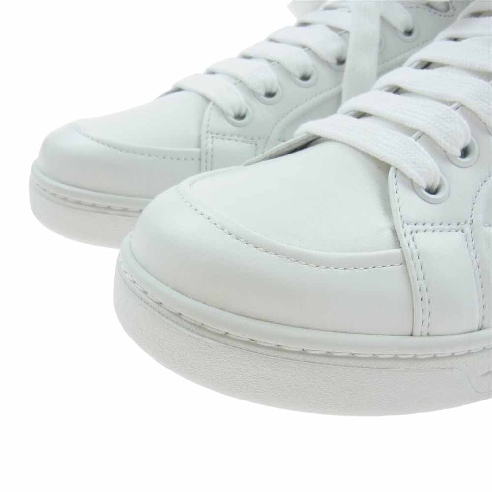 PRADA プラダ ハイカット ジップ スニーカー ホワイト系 7【極上美品】【中古】