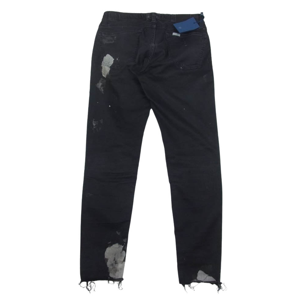 BIG JOHN ビッグジョン  MXSURT001 × SURT サート USED ダメージ ペンキ 加工 ハイパワーストレッチ デニム パンツ ブラック系 S【中古】