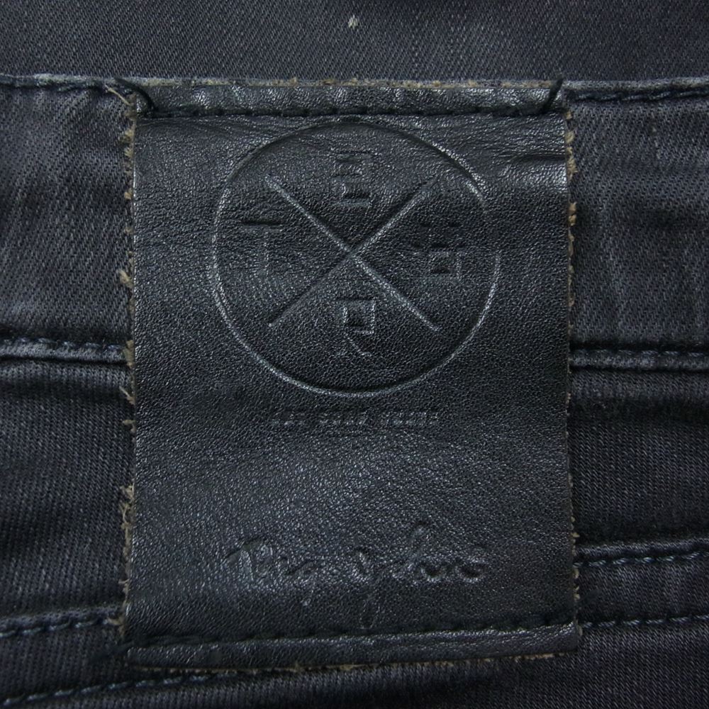 BIG JOHN ビッグジョン  MXSURT001 × SURT サート USED ダメージ ペンキ 加工 ハイパワーストレッチ デニム パンツ ブラック系 S【中古】