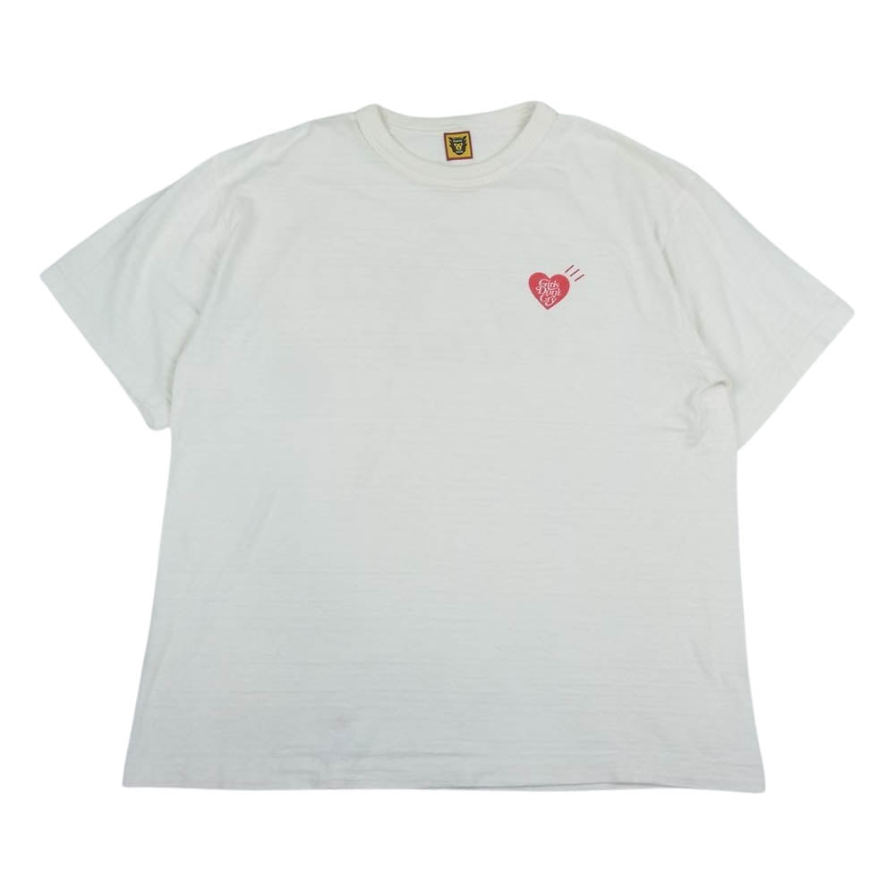HUMAN MADE ヒューマンメイド × GIRLS DON’T CRY ガールズドントクライ ロゴプリント 半袖 Tシャツ ホワイト系 XL【中古】
