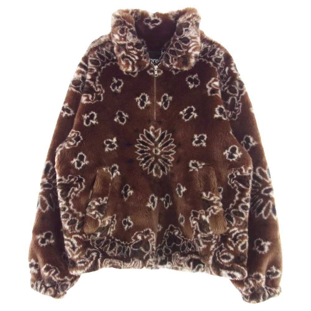 Supreme シュプリーム 21SS Bandana Faux Fur Bomber Jacket バンダナ フェイクファー ボンバー ジャケット 総柄ファー ブルゾン ブラウン系 L【中古】