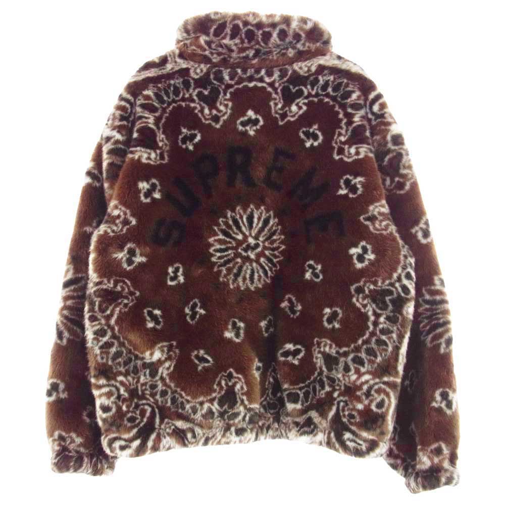 Supreme シュプリーム 21SS Bandana Faux Fur Bomber Jacket バンダナ フェイクファー ボンバー ジャケット 総柄ファー ブルゾン ブラウン系 L【中古】